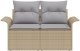 vidaXL Sofa ogrodowa 2-osobowa z miejscem na przechowywanie i poduszkami Beżowy Poli Rattan 5