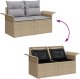 vidaXL Sofa ogrodowa 2-osobowa z miejscem na przechowywanie i poduszkami Beżowy Poli Rattan 9