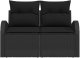 vidaXL Sofa ogrodowa 2-osobowa z poduszkami czarna z polirattanu 3