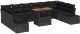 Zestaw Sof Ogrodowych Zestaw 11 Czarny Rattan 2