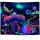 ITIMPORT Dekoracja ŚCIENNA UV OBRAZ Fluorescencyjny GOBELIN ODBLASK 150x150cm Grzyby 1
