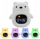 Lampka Nocna Silikon Zegar Miś Budzik Data Muzyka Oświetlenie RGB 1800mAh / JL822 / Miś 2