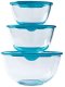 Zestaw misek żaroodpornych 15/17/21 cm komplet 3 sztuk naczynia z pokrywką Cook&Enjoy Pyrex 1