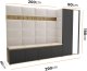 Tapicerowana garderoba Noris V z lustrem - kolor artisan z czarnym frontem + tkanina Trinity 04 2