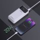 Powerbank 20000mAh z wbudowanymi kablami iPhone Lightning USB-C USB-A 22.5W PD - biały Powerbank 20000mAh z wbudowanymi kablami iPhone Lightning USB-C USB-A 22.5W PD - biały 4