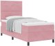 Łóżko Kontynentalne z Materacem Różowe Pojedyncze Aksamitne 2