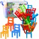 Gra Zręcznościowa Spadające Balansujące Krzesła 48 Elementów Kolorowe LEAN Toys 1