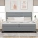 vidaXL Łóżko typu box spring  z materacem i światłem LED szare 200x200 cm tkanina 4