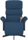 Rozkładany fotel masujący z podnóżkiem, niebieski, tkanina 3