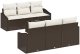 vidaXL Zestaw sof ogrodowych 7 elementów z poduszkami Brązowy 2