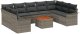 vidaXL Zestaw 10 częściowych sof ogrodowych z poduszkami szary poli rattan akacja 2