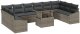 vidaXL Zestaw 11-częściowy kanap ogrodowych z poduszkami Szary Rattan 2