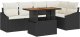 vidaXL Zestaw jadalny 6-częściowy z poduszkami Czarny Poli Rattan Akacja 2