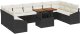 vidaXL Zestaw 11-częściowy sof ogrodowych z poduszkami Czarny Rattan 2