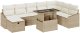 vidaXL Zestaw kanap ogrodowych 9 części z poduszkami Beżowy Polirattan 2