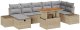 vidaXL Zestaw Sof Ogrodowych 8 Elementów z Poduszkami Beżowy Poli Rattan 2