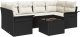 vidaXL Zestaw Sofy Ogrodowej 7-częściowy z Poduszkami Czarny Polirattan 2