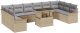 vidaXL Beżowy zestaw 11-częściowy kanap ogrodowych z poduszkami Poli Rattan 2