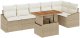 vidaXL 7-częściowy zestaw do jadalni ogrodowej z poduszkami Beige Poly Rattan Akacja 2