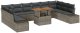 vidaXL Zestaw Sof Ogrodowych 11 elementów z Poduszkami Szary Poly Rattan 2