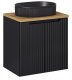 CZARNA RYFLOWANA szafka łazienkowa NOVA BLACK z umywalką i blatem OAK 60 cm 1