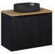 CZARNA RYFLOWANA szafka łazienkowa NOVA BLACK z umywalką i blatem OAK 80 cm 1
