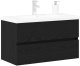 Szafka pod umywalkę vidaXL z wbudowaną umywalką Czarny Dąb Drewno inżynieryjne, Szafka pod umywalkę vidaXL Czarny Dąb 80x38.5x45 cm Drewno inżynieryjne 2