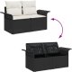 Zestaw 6-częściowy sof ogrodowych z poduszkami czarny polirattan akacja, 2-osobowa sofa ogrodowa z przechowalnią i poduszkami czarny polirattan 10
