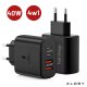 Ładowarka sieciowa 40W 2x USB 2x USB-C Alogy Super Fast Charger Szybkie ładowanie PowerDelivery PD Czarna 5