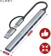 Hub 7w1 USB-C z USB 3.0 do 7x USB-A (1x3.0 + 6x2.0)  Alogy MultiHub Do Notebooka Laptopa 3