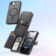 Etui skórzane do iPhone 16e Dux Ducis Lawa Black z portfelem MagSafe czarne 4