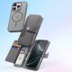 Etui skórzane do iPhone 16 Pro Max Dux Ducis Lawa z portfelem MagSafe szare 3