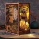 DIY Drewniane PUZZLE 4D OŚWIETLENIE ULICZKA PODPÓRKA NA PÓŁKĘ DO KSIĄŻEK 3