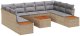 vidaXL Zestaw 10-częściowy sof ogrodowych z poduszkami Beżowy Polirattan Akacja 2