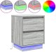 vidaXL Szafka nocna  z LED-ami Szary Sonoma 39x34,5x50 cm 3