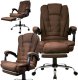 Fotel biurowy obrotowy BOSS z podnóżkiem - brązowy MATERIAŁ KO22BR-MAT 1