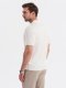 Męska koszulka polo z wiskozą SLIM FIT w pionowy prążek  złamana biel V3 OM-POSS-0143 XXL 4