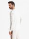 Bawełniany męski longsleeve U-neck z lampasami i nadrukiem na piersi  złamana biel V3 OM-LSCL-0127 S 5