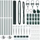 vidaXL Zestaw słupków ogrodzeniowych 2 szt. Zielony Metal pokryty PVC 3