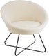 Fotel koktajlowy Centera, tapicerowany, okrągły - boucl złamana biel 1