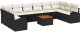 vidaXL Zestaw sofy ogrodowej z 11 elementami z poduszkami czarny polirattan akacja 2