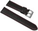 Skórzany pasek do zegarka Connect A03 20 mm czarny czerwona nitka . 4