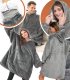 BLUZOKOC SZARY PONCZO BLUZA Z KAPTUREM KIESZEŃ KANGUR POLAR OVERSIZE 100% POLIESTER DLA MŁODZIEŻY DOROSŁYCH 1