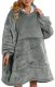 BLUZOKOC SZARY PONCZO BLUZA Z KAPTUREM KIESZEŃ KANGUR POLAR OVERSIZE 100% POLIESTER DLA MŁODZIEŻY DOROSŁYCH 1