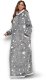 BLUZOKOC SZARY W GWIAZDKI PONCZO BLUZA Z KAPTUREM KIESZEŃ DŁUGI POLAR OVERSIZE 100% POLIESTER DLA MŁODZIEŻY DOROSŁYCH 1