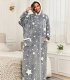 BLUZOKOC SZARY W GWIAZDKI PONCZO BLUZA Z KAPTUREM KIESZEŃ DŁUGI POLAR OVERSIZE 100% POLIESTER DLA MŁODZIEŻY DOROSŁYCH 3