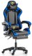 FOTEL GAMINGOWY Z PODNÓŻKIEM NIEBIESKI CZARNY KUBEŁKOWY BIUROWY OBROTOWY REGULOWANY NOWOCZESNY MASAŻER DLA GRACZA DZIECI MŁODZIEŻY 2