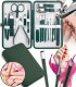 ZESTAW DO MANICURE 18 ELEMENTÓW ZIELONY PROFESJONALNY PRZENOŚNY OBCINACZ DO PAZNOKCI NOŻYCZKI 1