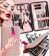 ZESTAW DO MANICURE 18 ELEMENTÓW CZARNY ELEGANCKI PRZENOŚNY OBCINACZ DO PAZNOKCI NOŻYCZKI SKÓRA 1