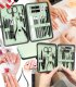 ZESTAW DO MANICURE 18 ELEMENTÓW ZIELONY ELEGANCKI PRZENOŚNY OBCINACZ DO PAZNOKCI NOŻYCZKI SKÓRA 1